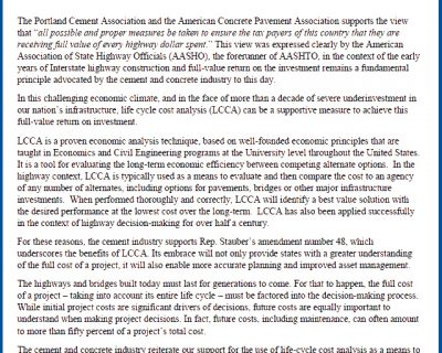 ACPA and PCA Support LCCA Amendment  