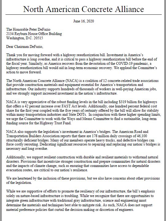 NACA Applauds T&I Committee’s Action to Move Forward with Highway Authorization