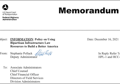 FHWA Provides Guidance on Use of IIJA Funds